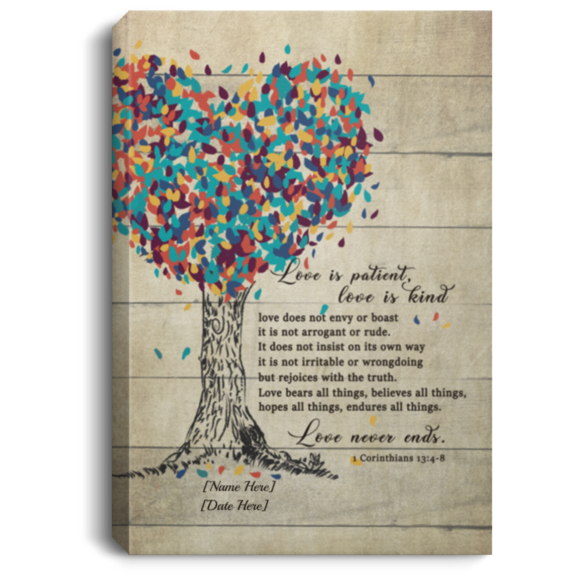 Personalized Love Is Patient Love Is Kind Anniversary Family Tree Framed Canvas Prints - Home Decor Wall Art, White, 0.75'' Framed Canvas Personalized Love Is Patient Love Is Kind Anniversary Family Tree Framed Canvas Prints - Home Decor Wall Art, White, 0.75'' Framed Canvas