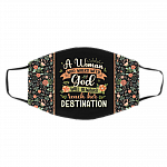 A Woman Who Walks With God Will Always Reach Her Destination Washable Reusable Printed Cloth Face Mask Cover, Black, Cloth Face Cover – Medium/Large