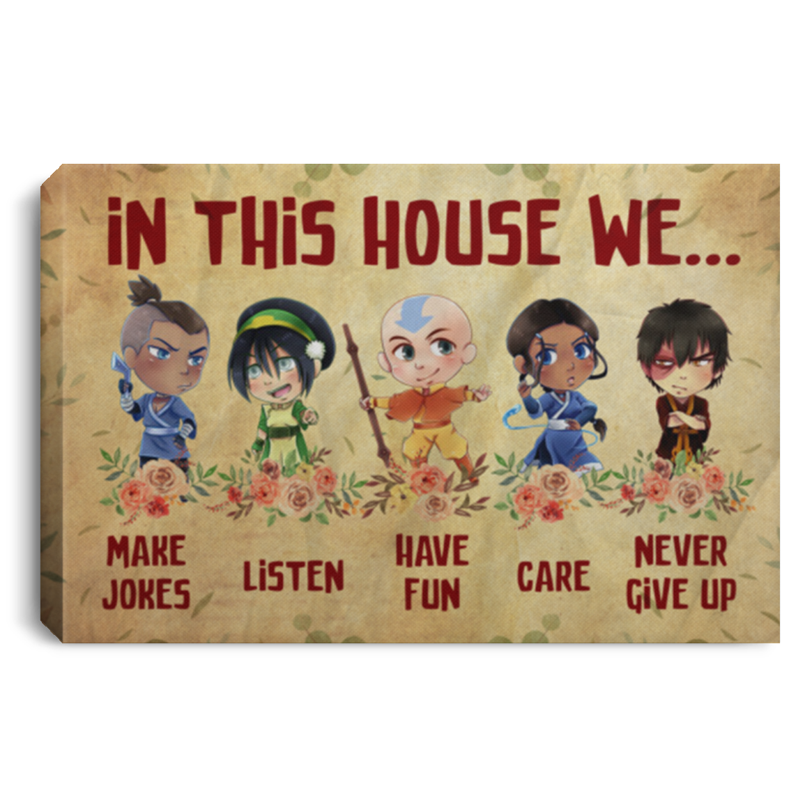 In This House We Make Jokes Wrapped Framed Canvas Prints - Unframed Poster - Home Decor Wall Art, White, 0.75'' Framed Canvas