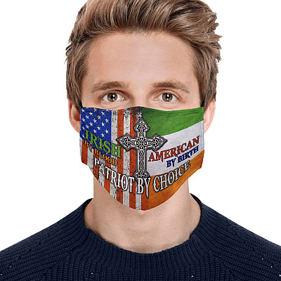Alternative view of Irish By Blood American By Birth Patriot By Choice Washable Reusable Custom - Printed Cloth Face Mask Cover