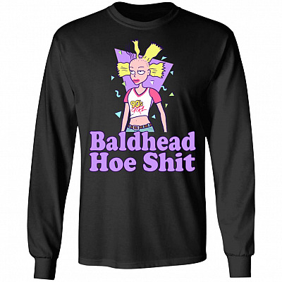 Bald Head Hoe Shit Funny Doll Hoodie - Sweatshirt - Long Sleeve Shirt, Black, Long Sleeve