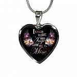 I Used To Be His Angel Now He Is Mine Memorial Heart Pendant Necklace - Loss of a Dad Sympathy Gift - Heart Luxury Necklace (Silver)