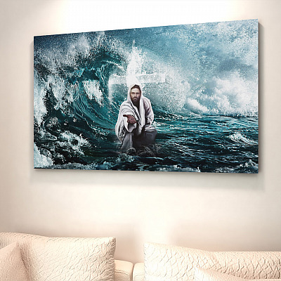 Alternative view of Focus On Me Not The Storm Jesus Gallery Framed Canvas - Unframed Poster - Home Decor Wall Art