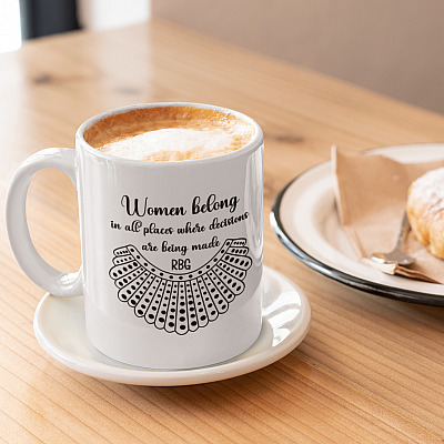 Alternative view of Women Belong In All Places Dissent Collar RBG Ruth Bader Ginsburg Coffee Mug - Beer Stein - Water Bottle