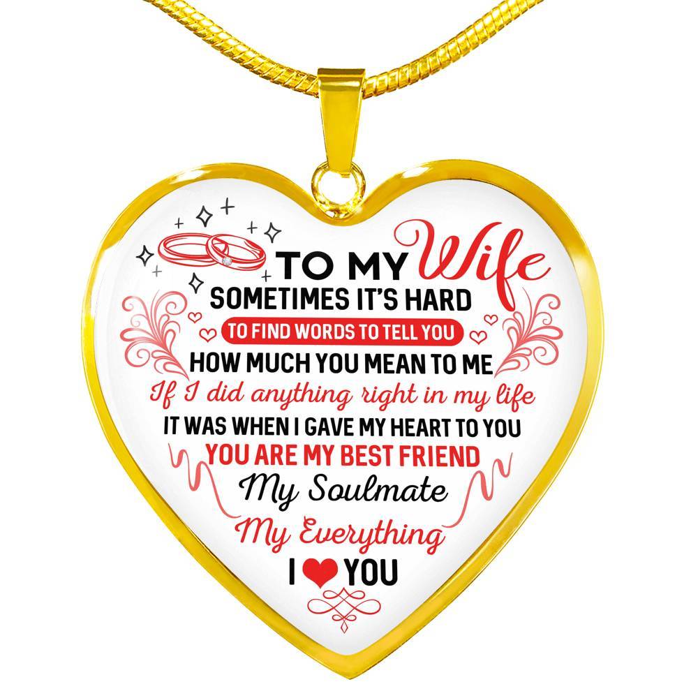 To My Wife You Are My Best Friend My Soulmate My Everything Heart Pendant Necklace From Husband - Heart Luxury Necklace (Gold Plated) To My Wife You Are My Best Friend My Soulmate My Everything Heart Pendant Necklace From Husband - Heart Luxury Necklace (Gold Plated)