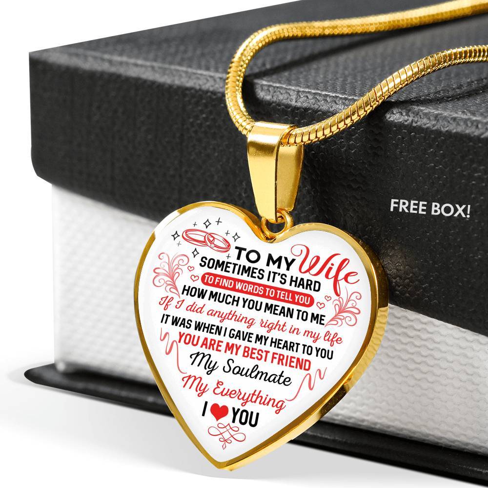 To My Wife You Are My Best Friend My Soulmate My Everything Heart Pendant Necklace From Husband - Heart Luxury Necklace (Gold Plated) To My Wife You Are My Best Friend My Soulmate My Everything Heart Pendant Necklace From Husband - Heart Luxury Necklace (Gold Plated)