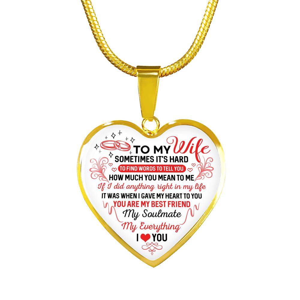 To My Wife You Are My Best Friend My Soulmate My Everything Heart Pendant Necklace From Husband - Heart Luxury Necklace (Gold Plated) To My Wife You Are My Best Friend My Soulmate My Everything Heart Pendant Necklace From Husband - Heart Luxury Necklace (Gold Plated)