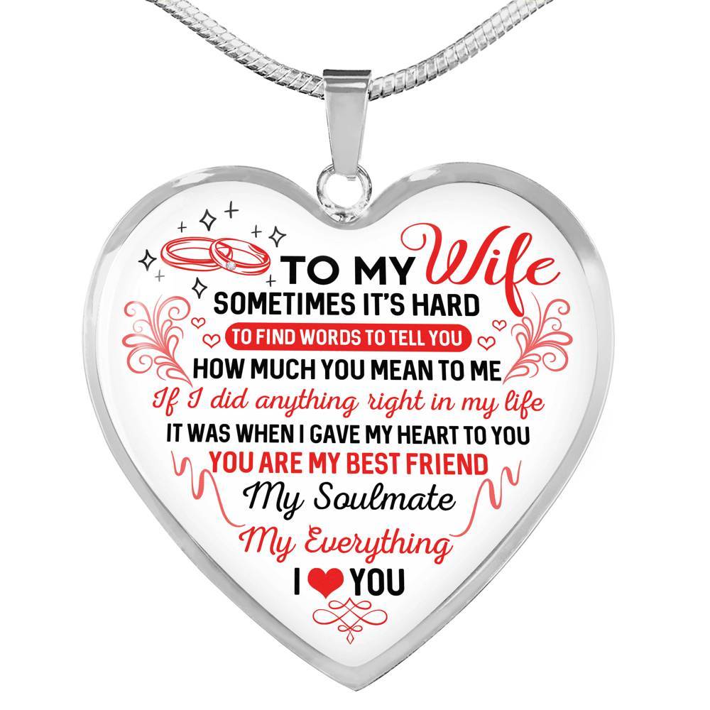 To My Wife You Are My Best Friend My Soulmate My Everything Heart Pendant Necklace From Husband - Heart Luxury Necklace (Silver) To My Wife You Are My Best Friend My Soulmate My Everything Heart Pendant Necklace From Husband - Heart Luxury Necklace (Silver)
