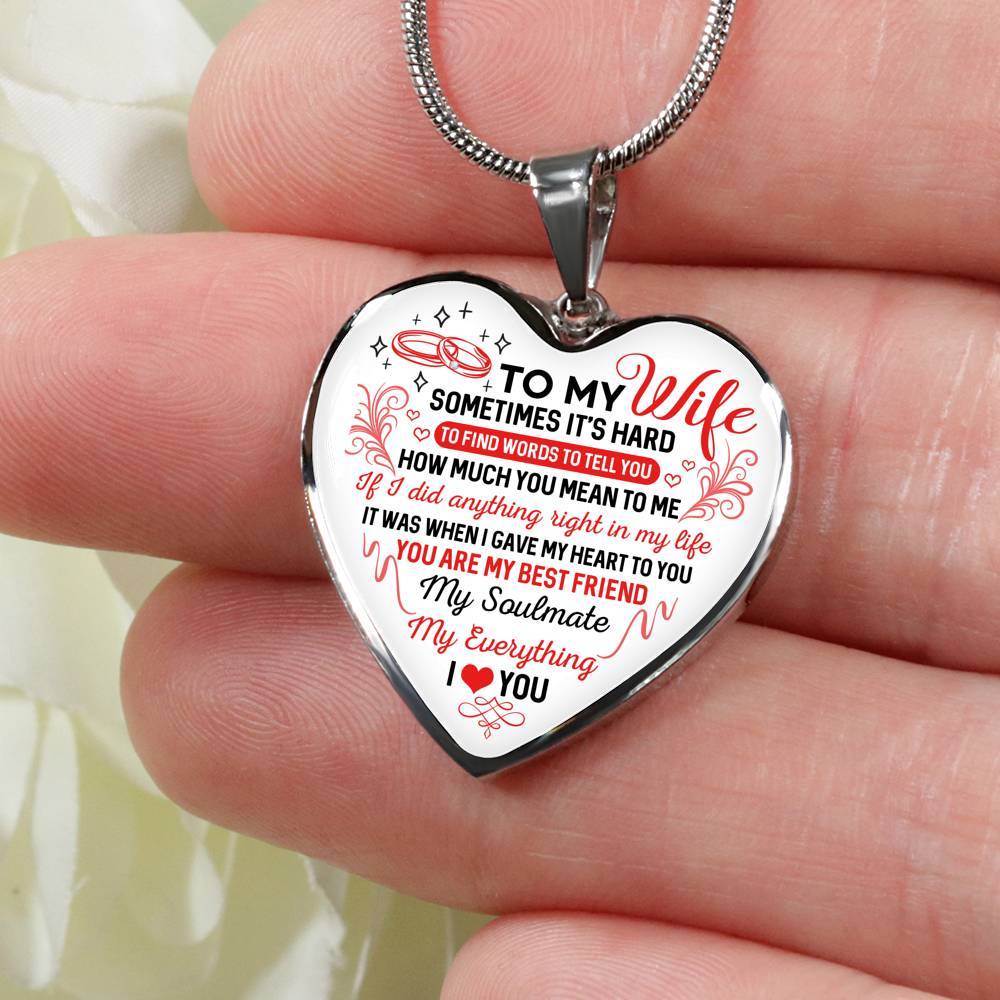 To My Wife You Are My Best Friend My Soulmate My Everything Heart Pendant Necklace From Husband - Heart Luxury Necklace (Silver) To My Wife You Are My Best Friend My Soulmate My Everything Heart Pendant Necklace From Husband - Heart Luxury Necklace (Silver)