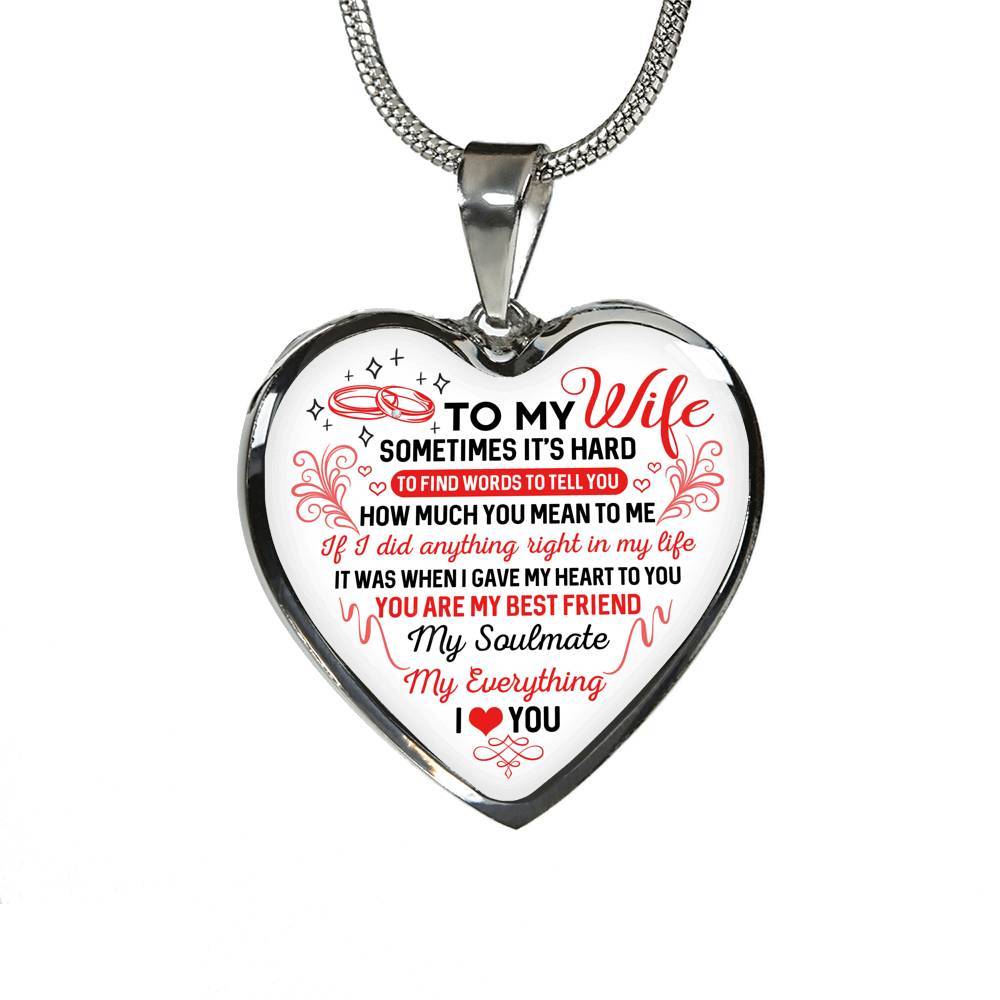 To My Wife You Are My Best Friend My Soulmate My Everything Heart Pendant Necklace From Husband - Heart Luxury Necklace (Silver) To My Wife You Are My Best Friend My Soulmate My Everything Heart Pendant Necklace From Husband - Heart Luxury Necklace (Silver)