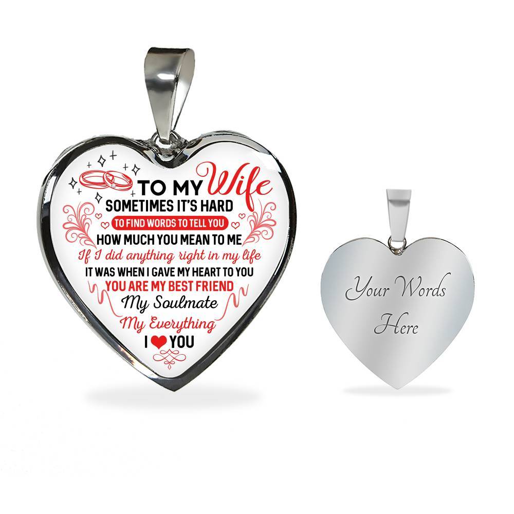 To My Wife You Are My Best Friend My Soulmate My Everything Heart Pendant Necklace From Husband - Heart Luxury Necklace (Silver) To My Wife You Are My Best Friend My Soulmate My Everything Heart Pendant Necklace From Husband - Heart Luxury Necklace (Silver)