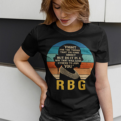 Alternative view of Notorious RBG Fight For The Things You Care About T-Shirt - V-Neck - Ruth Bader Ginsburg RBG Shirt