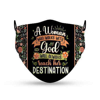 Alternative view of A Woman Who Walks With God Will Always Reach Her Destination Washable Reusable Printed Cloth Face Mask Cover