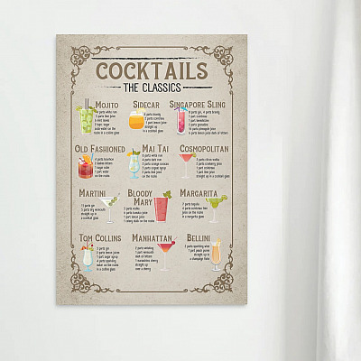 Alternative view of Cocktail The Classic Recipe Kitchen Wall Decor Framed Canvas Prints - Unframed Poster