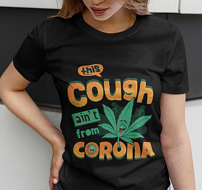Alternative view of This Cough Ain't From Corona Funny Cannabis Weed Leaf T-Shirt - V-Neck