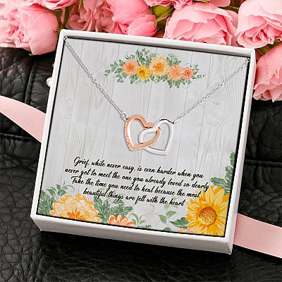 Alternative view of Miscarriage Grief While Never Easy When You Never Got To Meet The One You Loved Interlocking Hearts Pendant Necklace