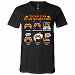 Things I Do In My Spare Time Funny Gamer Geek T-Shirt - V-Neck, Black, V-Neck T-Shirt