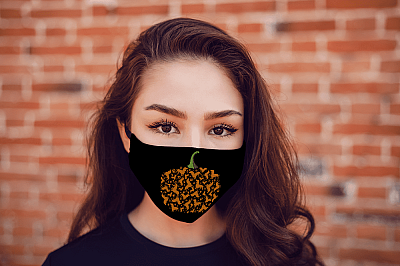 Alternative view of Halloween Pumpkin Dachshund Paws Washable Reusable Custom - Printed Cloth Face Mask Cover