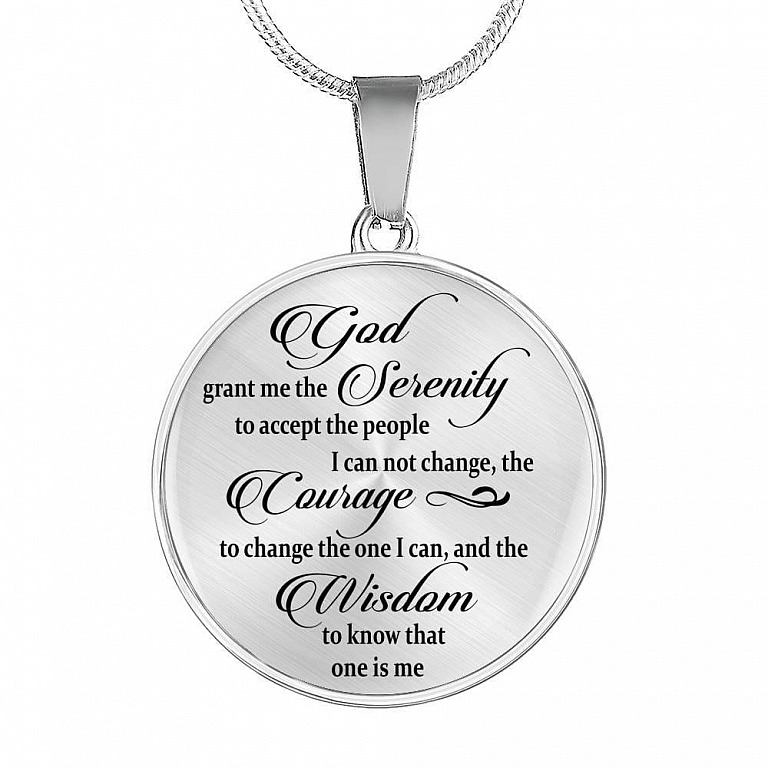 God Grand Me The Serenity To Accept The People I Can Not Change The One I Can Luxury Circle Pendant Necklace - Circle Luxury Necklace (Silver)