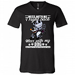Mess with My Dog They'll Never Find Your Body Jack Skellington T-Shirt - V Neck, Black, V-Neck T-Shirt