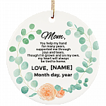 Personalized Christmas Ornament for Mother from The Bride - Flat Circle Porcelain Ceramic Ornament, White, Ceramic Circle Ornament Personalized Christmas Ornament for Mother from The Bride - Flat Circle Porcelain Ceramic Ornament, White, Ceramic Circle Ornament