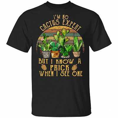 I Am No Cactus Expert But I Know A Prick When I See One Vintage Design T-Shirt, Black, Unisex T-Shirt