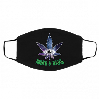 Wake And Bake Coffee Washable Reusable Custom - Printed Cloth Face Mask Cover, Black, Cloth Face Cover – Medium/Large