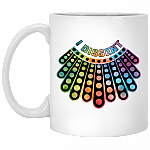 Notorious RBG Dissent Collar Necklace Ceramic Coffee Mug - Beer Stein - Water Bottle - Color Changing Mug, White, 11 oz. White Mug