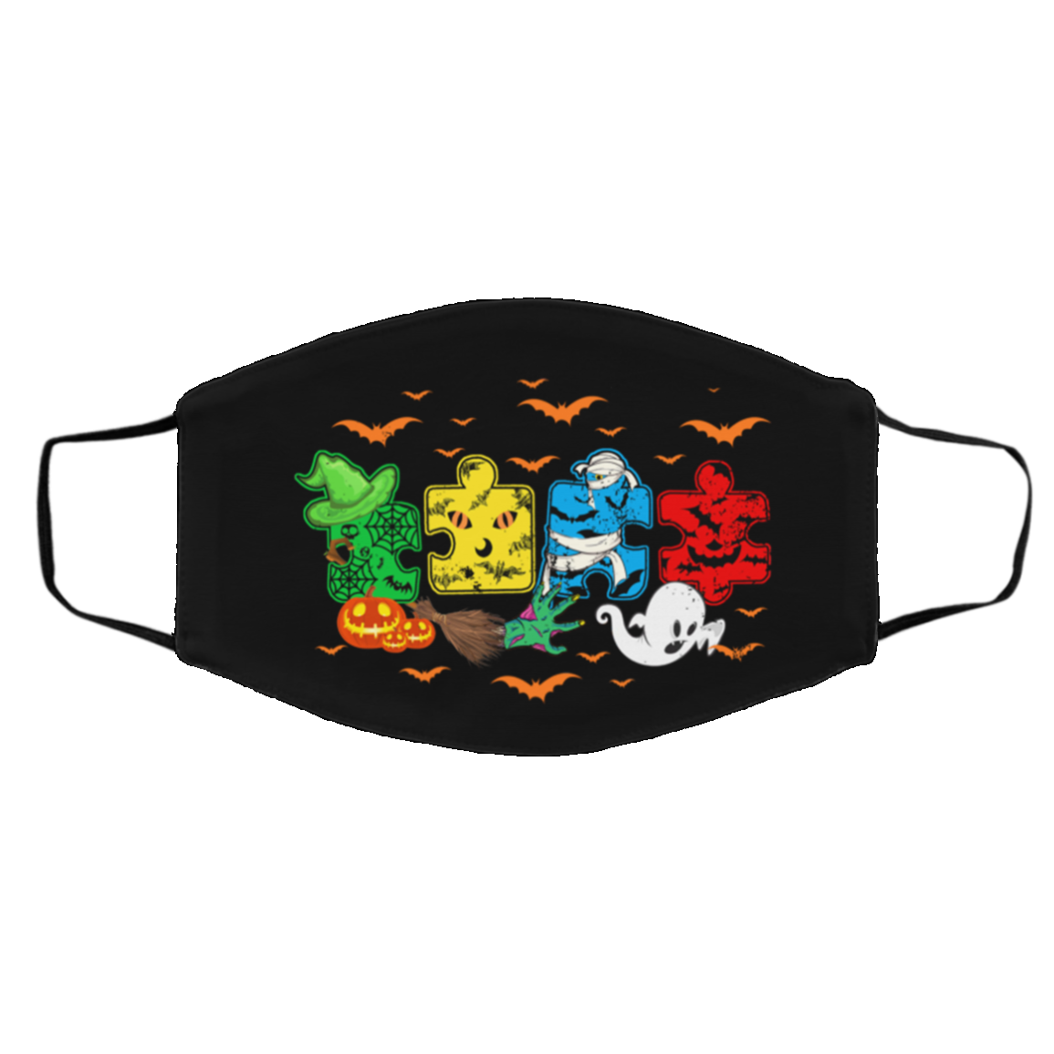 Spooky Autism Halloween Puzzle Washable Reusable Custom - Printed Cloth Face Mask Cover, Black, Cloth Face Cover – Medium/Large Spooky Autism Halloween Puzzle Washable Reusable Custom - Printed Cloth Face Mask Cover, Black, Cloth Face Cover – Medium/Large