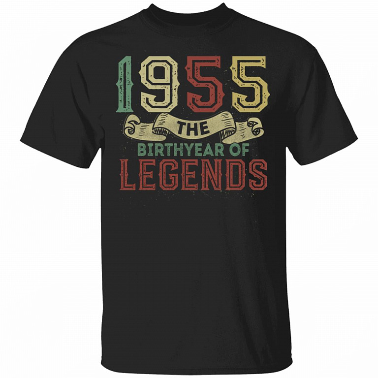 1955 The Birthyear Of Legends T-Shirt - Funny Birthday Gift Shirt, Black, Unisex T-Shirt