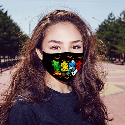 Alternative view of Spooky Autism Halloween Puzzle Washable Reusable Custom - Printed Cloth Face Mask Cover