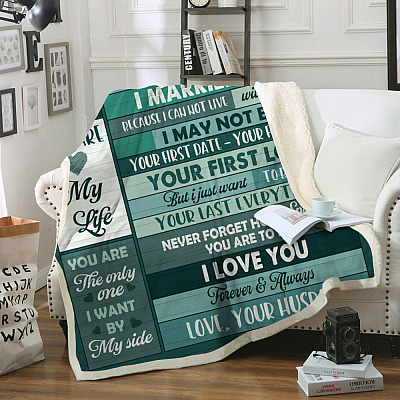 Alternative view of Husband To My Wife I Didn't Marry You So I Could Live With You Fleece Blanket-Mink Blanket-Woven Blanket