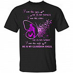 I Am His Eyes He Is My Wings I Am His Wife He Is My Angel T-Shirt, Black, Unisex T-Shirt