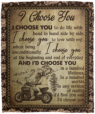 Wedding Gifts Couple Biker I Choose You to Do Life with Fleece Blanket - Mink Sherpa Blanket - Woven Blanket, White, Cozy Plush Fleece Blanket - 50x60