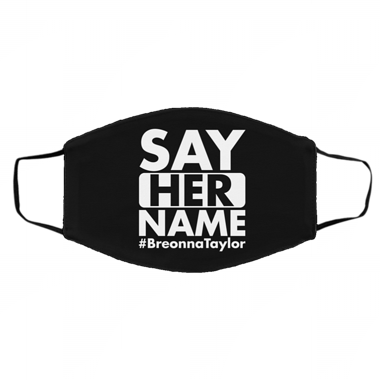 Say Her Name Breonna Taylor Washable Reusable Custom - Printed Cloth Face Mask Cover, Black, Cloth Face Cover – Medium/Large