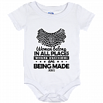 Women Belong in All Places Where Decisions Are Being Made RBG Baby Onesie - Toddler Infant Bodysuit, White, Baby Onesie - 12 Month
