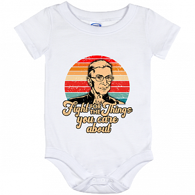 Fight For The Thing You Care About Retro Baby Onesie - Ruth Bader Ginsburg Toddler Infant Bodysuit, White, Baby Onesie - 12 Month