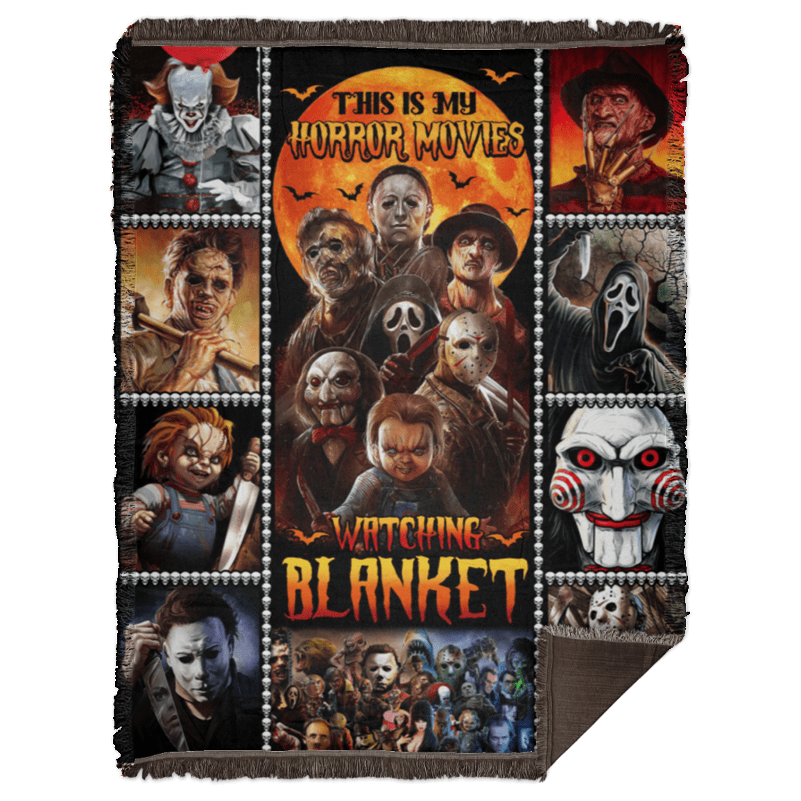 This Is My Horror Movie Watching Blanket, White, Woven Blanket - 60x80 This Is My Horror Movie Watching Blanket, White, Woven Blanket - 60x80