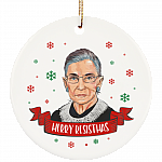 The Notorious RBG Merry Resistmas Christmas Ruth Bader Ginsburg Dissent Circle Porcelain Ceramic Ornament, White, Ceramic Circle Ornament The Notorious RBG Merry Resistmas Christmas Ruth Bader Ginsburg Dissent Circle Porcelain Ceramic Ornament, White, Ceramic Circle Ornament