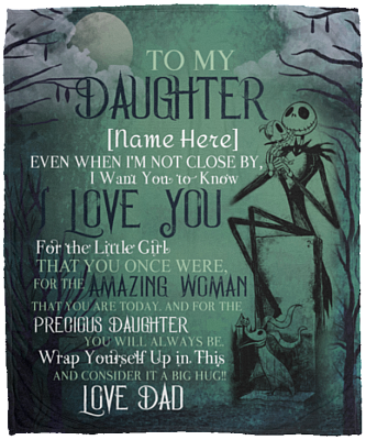 Personalized To My Daughter Even When I'm Not Close By Nightmare Skellington Fleece Blanket - Premium Sherpa Blanket, White, Cozy Plush Fleece Blanket - 50x60