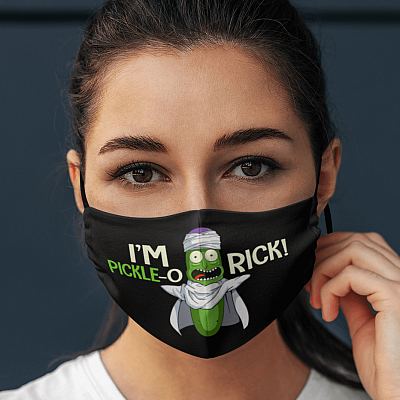 Alternative view of Pickle Rick I Am PickleO Rick Washable Reusable Custom - Printed Cloth Face Mask Cover