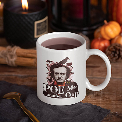 Alternative view of Poe Me Another Cup Mug - Halloween Edgar Allan Poe The Raven Ceramic Coffee Mug - Beer Stein - Water Bottle