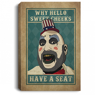 Funny Spaulding Why Hello Sweet Cheeks Have a Seat Wrapped Framed Canvas Print - Unframed Poster - Bathroom Decor, White, 0.75'' Framed Canvas