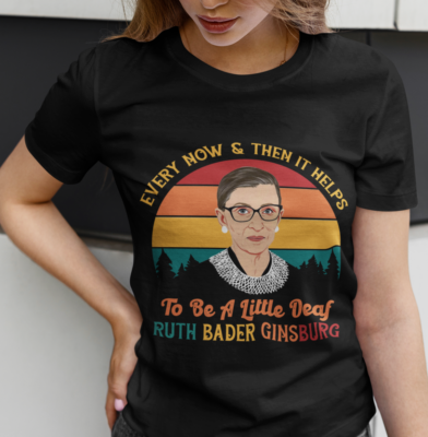 Alternative view of Every Now and Then It Helps to Be a Little Deaf RBG T-Shirt - V Neck