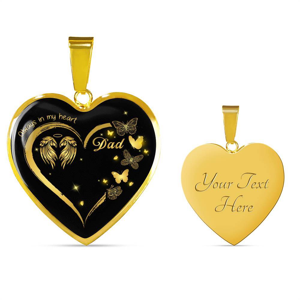 Dad Always In My Heart Loss Of Dad Heart Pendant Necklace - Dad Remembrance Necklace - Heart Luxury Necklace (Gold Plated) Dad Always In My Heart Loss Of Dad Heart Pendant Necklace - Dad Remembrance Necklace - Heart Luxury Necklace (Gold Plated)
