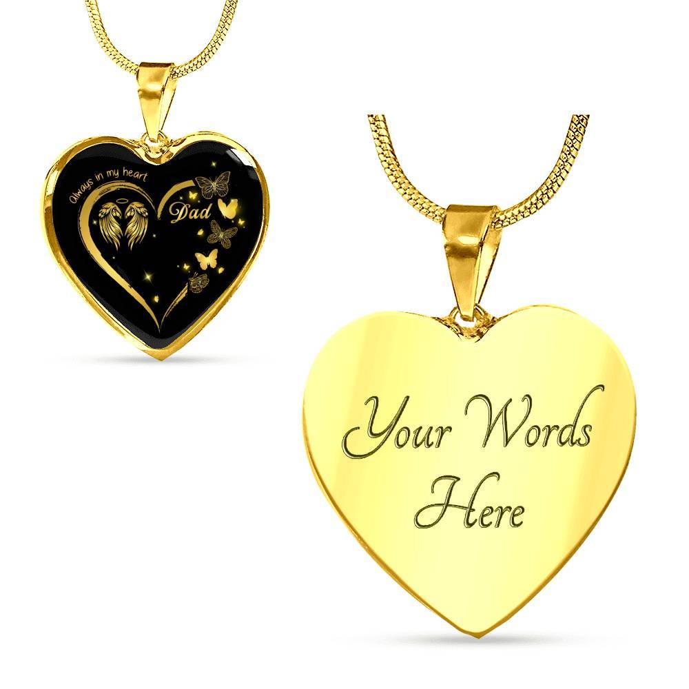Dad Always In My Heart Loss Of Dad Heart Pendant Necklace - Dad Remembrance Necklace - Heart Luxury Necklace (Gold Plated) Dad Always In My Heart Loss Of Dad Heart Pendant Necklace - Dad Remembrance Necklace - Heart Luxury Necklace (Gold Plated)
