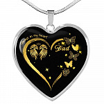 Dad Always In My Heart Loss Of Dad Heart Pendant Necklace - Dad Remembrance Necklace - Heart Luxury Necklace (Silver)