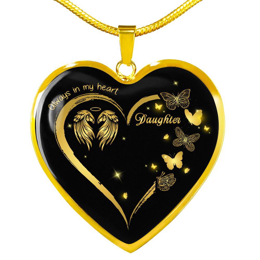 Daughter Always In My Heart Loss Of Daughter Heart Pendant Necklace - Daughter Remembrance Necklace - Heart Luxury Necklace (Gold Plated)