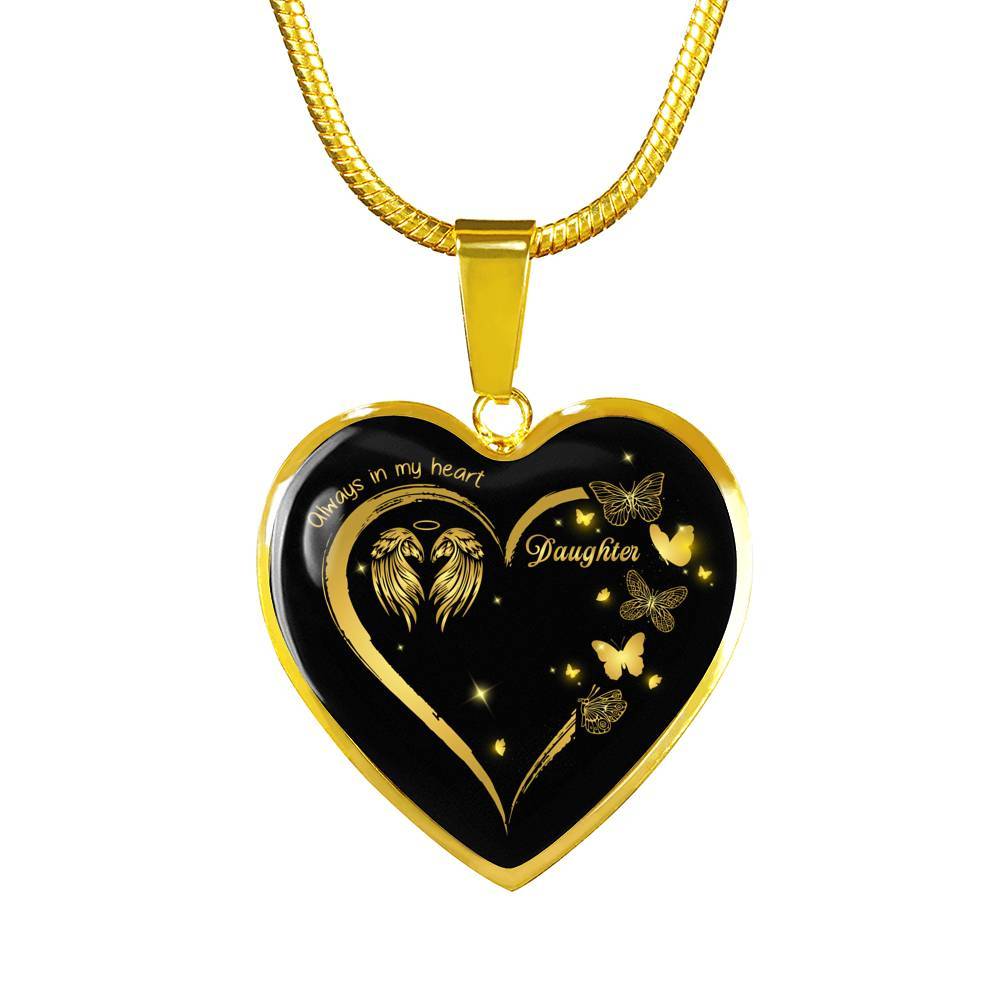 Daughter Always In My Heart Loss Of Daughter Heart Pendant Necklace - Daughter Remembrance Necklace - Heart Luxury Necklace (Gold Plated)