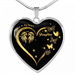 Daughter Always In My Heart Loss Of Daughter Heart Pendant Necklace - Daughter Remembrance Necklace - Heart Luxury Necklace (Silver)